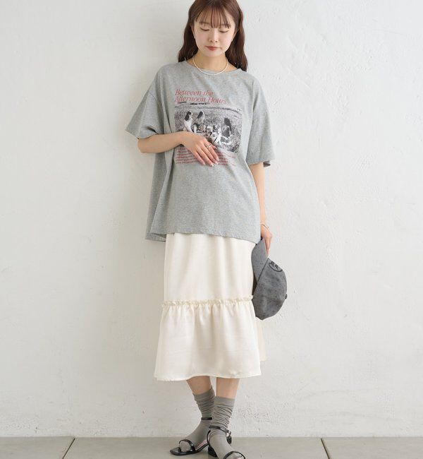  「サテンティアードミドルスカート」|スカート|