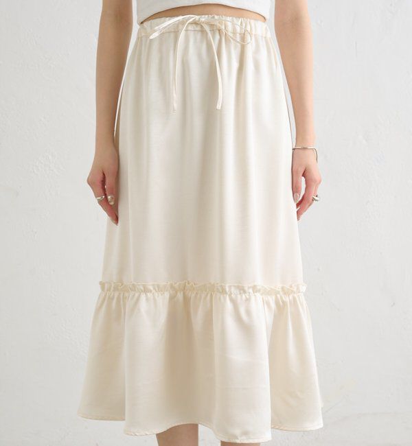  「サテンティアードミドルスカート」|スカート|