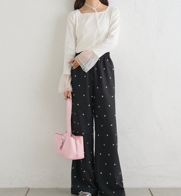  「袖口チュールロンT」|Tシャツ・カットソー|