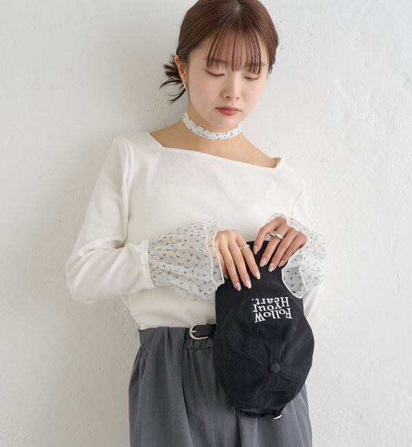  「袖口チュールロンT」|Tシャツ・カットソー|