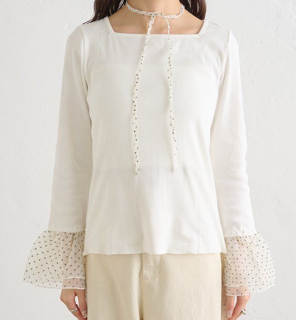  「袖口チュールロンT」|Tシャツ・カットソー|