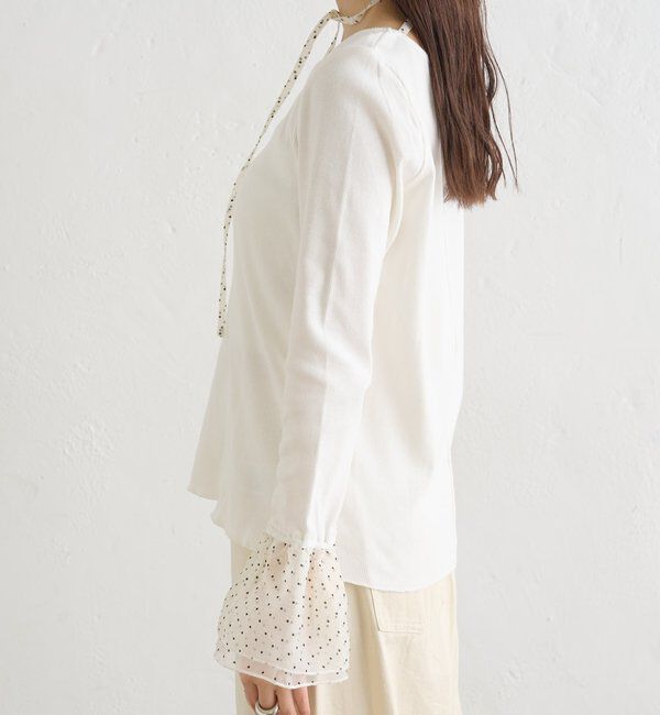  「袖口チュールロンT」|Tシャツ・カットソー|