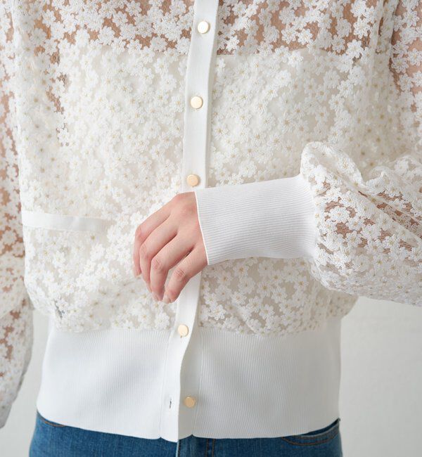  「コクーンスリーブフラワーカーデ」|ニット・セーター|