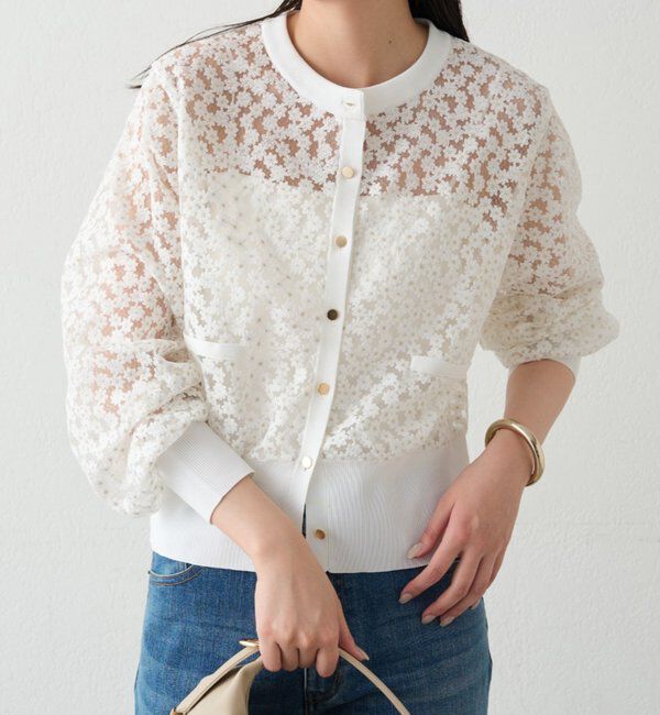  「コクーンスリーブフラワーカーデ」|ニット・セーター|