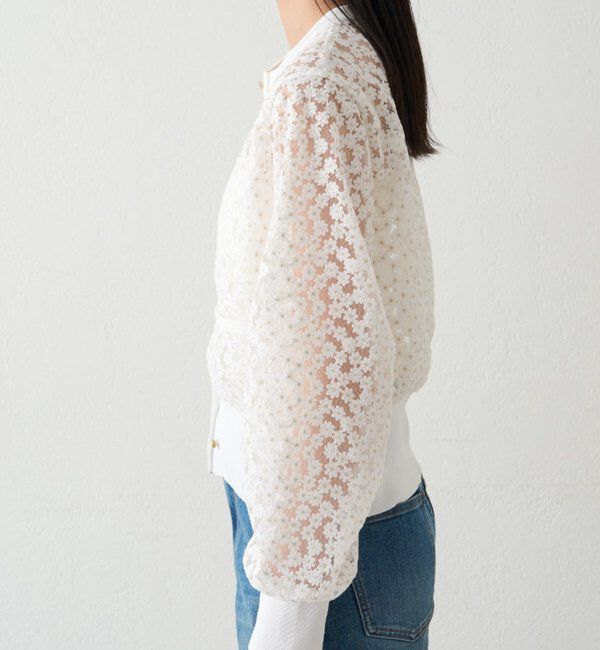  「コクーンスリーブフラワーカーデ」|ニット・セーター|