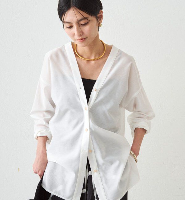  「バイヤスロングブラウス」|シャツ・ブラウス|オフホワイト