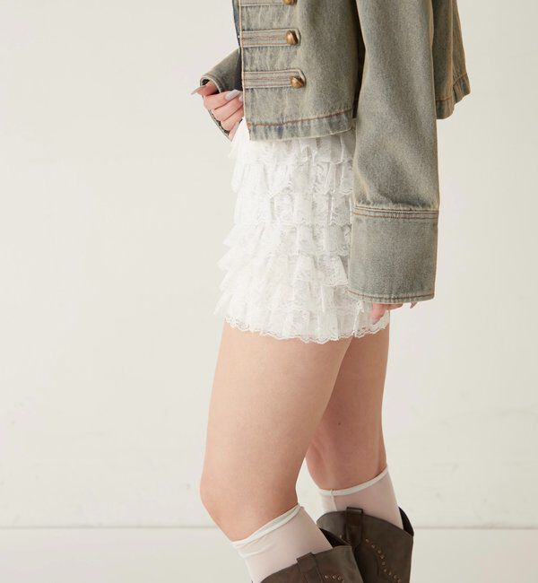  「レースショートパンツ(無地/ドット/チェック/レオパード)」|チノ|