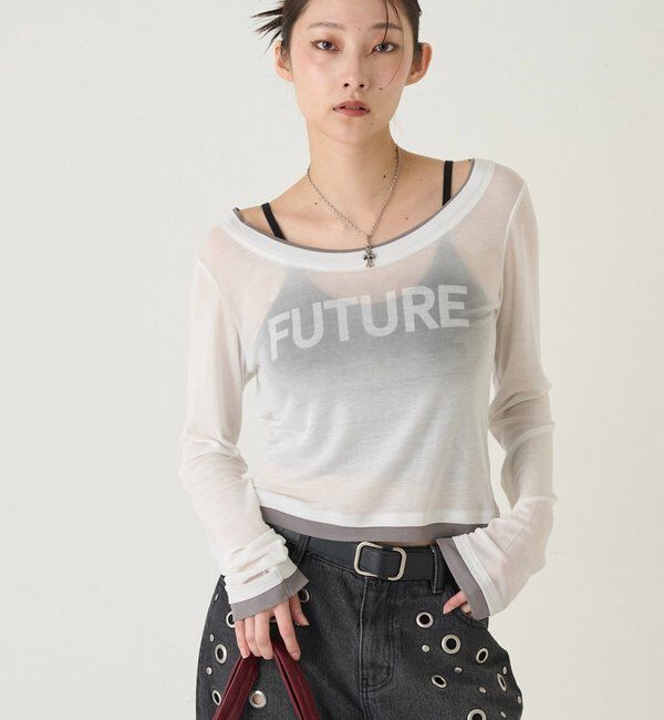  「スプレーロゴレイヤードシアートップス」|Tシャツ・カットソー|