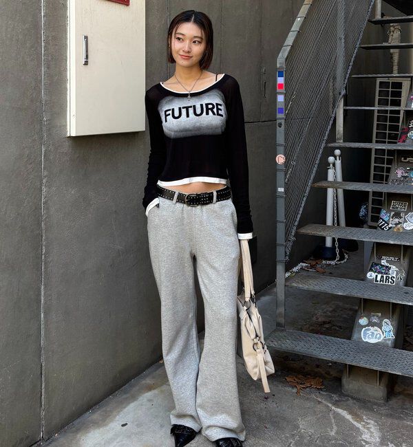  「スプレーロゴレイヤードシアートップス」|Tシャツ・カットソー|