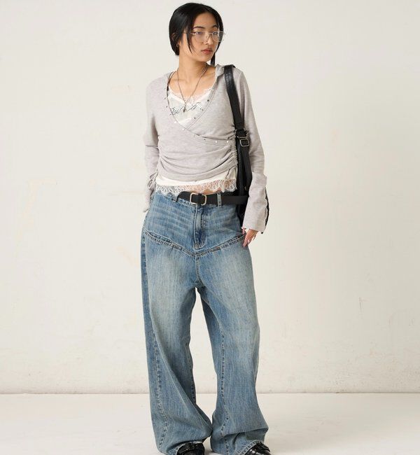  「スタッズリブカシュクールフーディ」|パーカー|