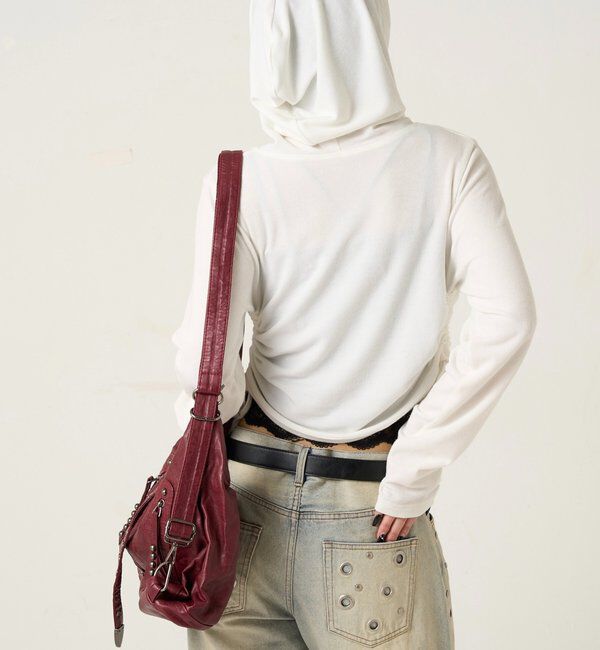  「スタッズリブカシュクールフーディ」|パーカー|