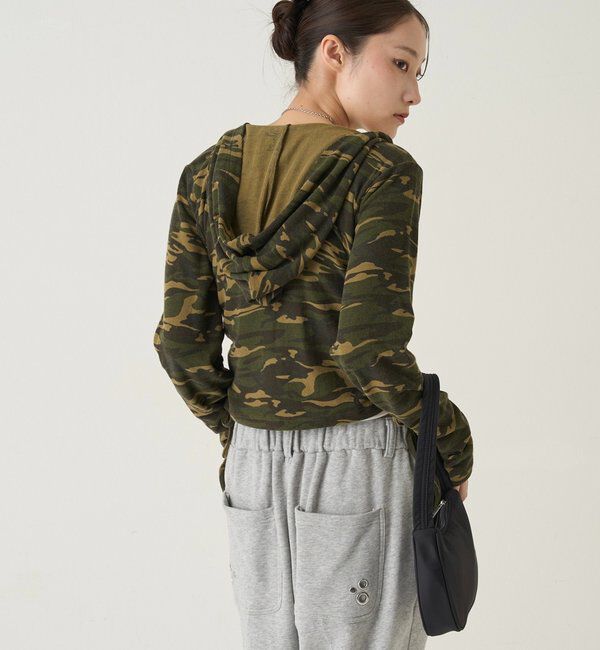  「スタッズリブカシュクールフーディ」|パーカー|