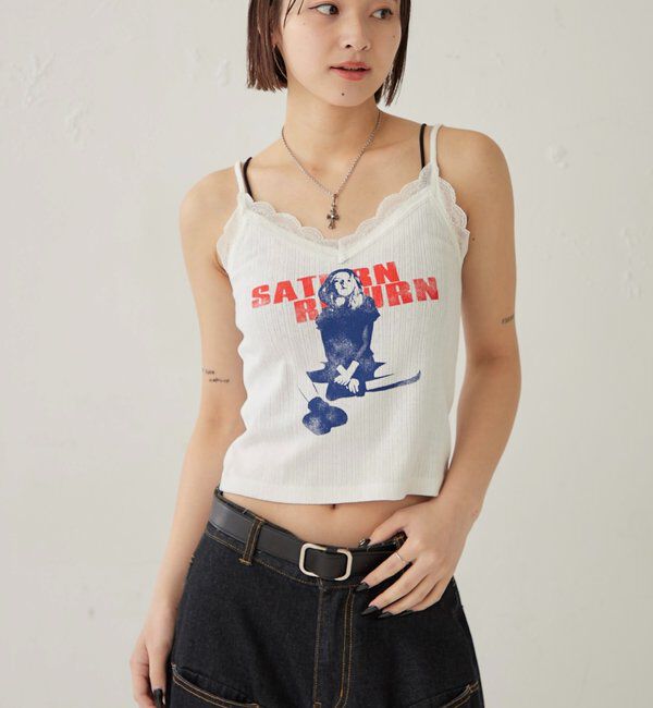  「シャーロットパターンメッシュレースキャミ」|キャミソール|