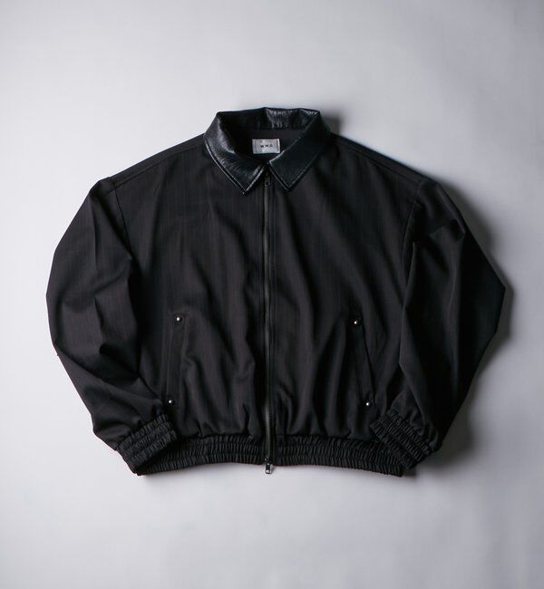  「ヘヴィトロピカル襟レザー切り替えジップブルゾン」|ブルゾン・スタジャン|