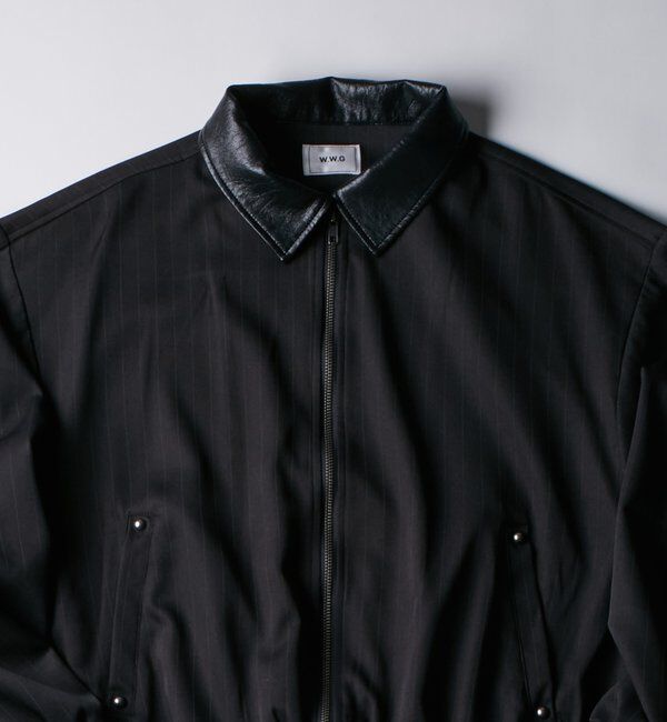  「ヘヴィトロピカル襟レザー切り替えジップブルゾン」|ブルゾン・スタジャン|