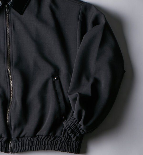  「ヘヴィトロピカル襟レザー切り替えジップブルゾン」|ブルゾン・スタジャン|