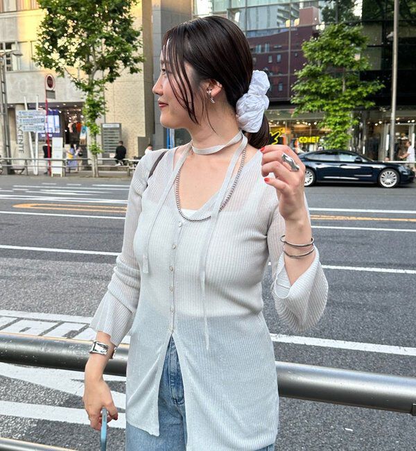  「【インフルエンサー＠komorin_コラボ】チョーカーリブカーディガン」|カーディガン|