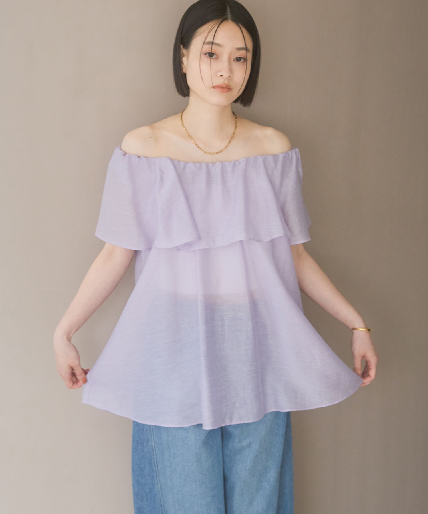 A part by 「リネンフリルブラウスフレンチスリーブ」|シャツ・ブラウス|