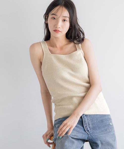 LOWRYS FARM「ソウバリスクエアタンクトップ」|ニット・セーター|ホワイト