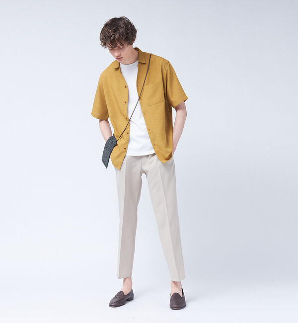 ABAHOUSE「リネンライク Vネック 半袖 シャツ」|シャツ・ブラウス|