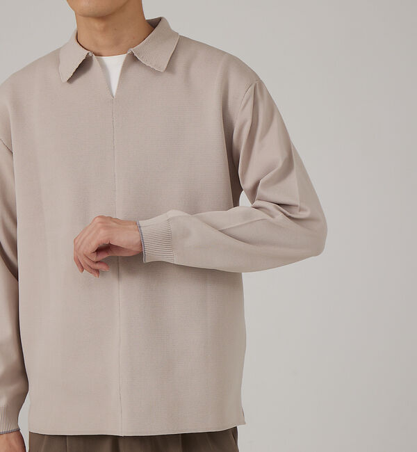 ABAHOUSE「【ナチュラルストレッチ】スキッパー ニットポロシャツ」|ポロシャツ|