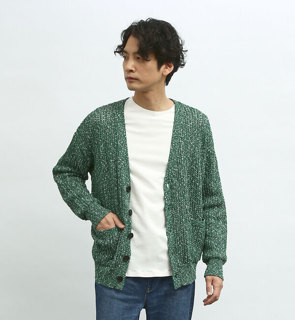 ABAHOUSE「【透かし編み】スラブ ニットカーディガン」|カーディガン|