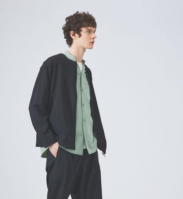 ABAHOUSE「【セットアップ対応】ノーカラー ジップ 　ブルゾン」|ブルゾン・スタジャン|ブラック