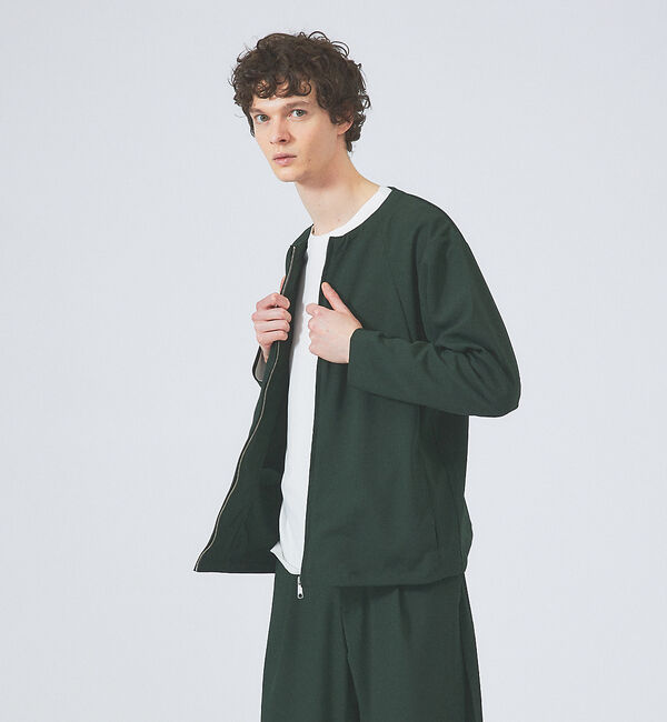 ABAHOUSE「【セットアップ対応】ノーカラー ジップ 　ブルゾン」|ブルゾン・スタジャン|グリーン