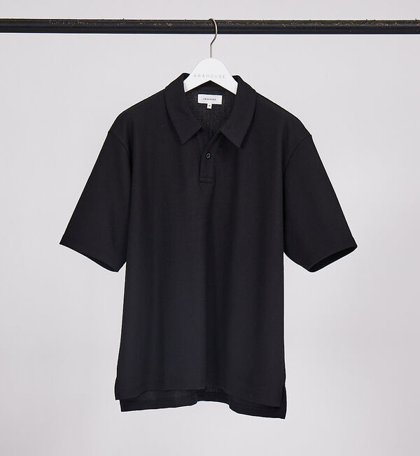 ABAHOUSE「【ワンボタン】オーバーサイズ スキッパーポロシャツ」|ポロシャツ|ブラック