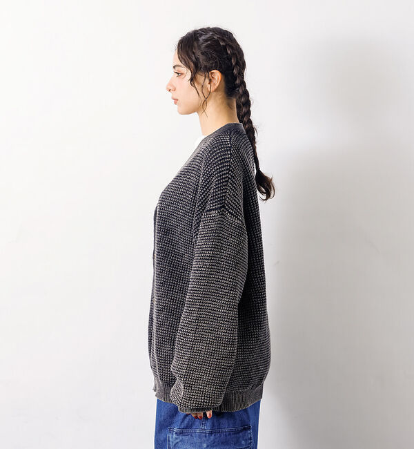 ABAHOUSE「【Revo.レボ】パウダーブリーチ加工ワッフルコットンニットカーディガン/ユニセ」|カーディガン|