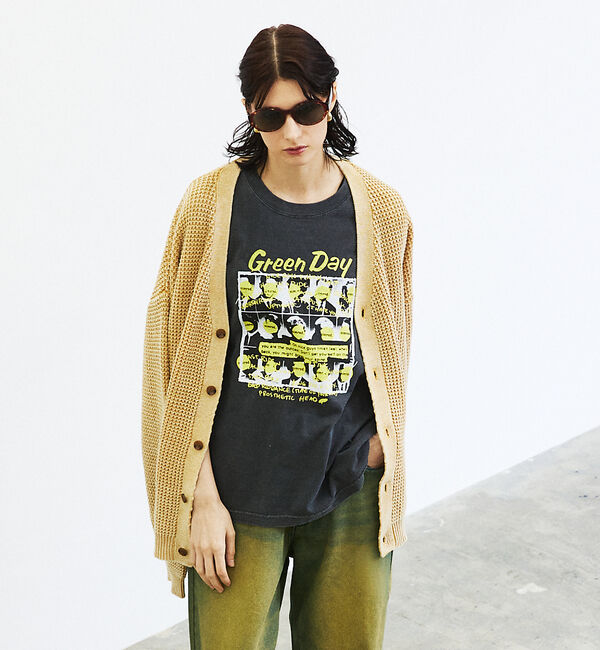 ABAHOUSE「【Revo.レボ】パウダーブリーチ加工ワッフルコットンニットカーディガン/ユニセ」|カーディガン|マスタード