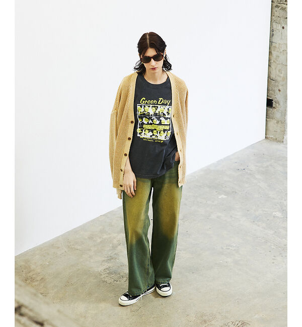 ABAHOUSE「【Revo.レボ】パウダーブリーチ加工ワッフルコットンニットカーディガン/ユニセ」|カーディガン|