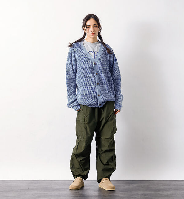 ABAHOUSE「【Revo.レボ】パウダーブリーチ加工ワッフルコットンニットカーディガン/ユニセ」|カーディガン|