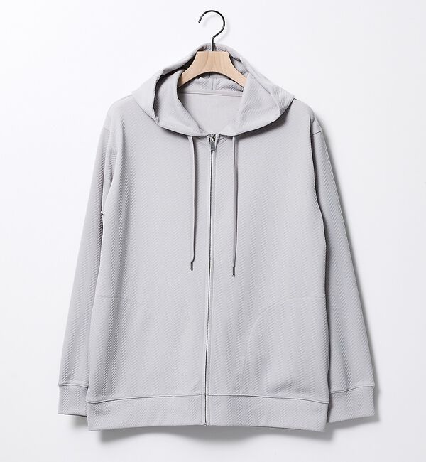 ABAHOUSE「ヘリンボーン ジャガード ジップパーカー【予約】」|パーカー|グレージュ