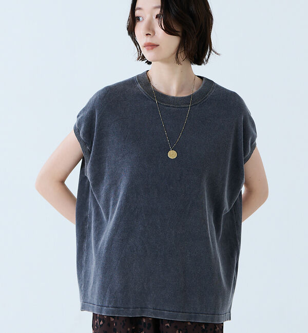 Rouge vif「【JOHNBULL/ジョンブル】ドライコットンピグメントフレンチニットT / フ」|ニット・セーター|チャコールグレー