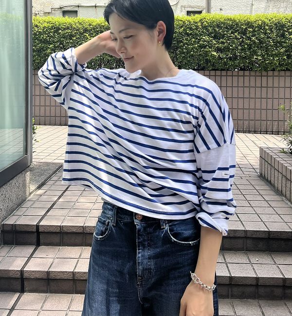 Rouge vif「【MONT KEMMEL/モン ケメル】ワイドバスクシャツ / ボーダーロングス」|Tシャツ・カットソー|