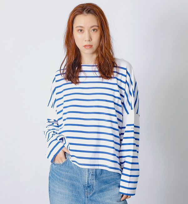 Rouge vif「【MONT KEMMEL/モン ケメル】ワイドバスクシャツ / ボーダーロングス」|Tシャツ・カットソー|