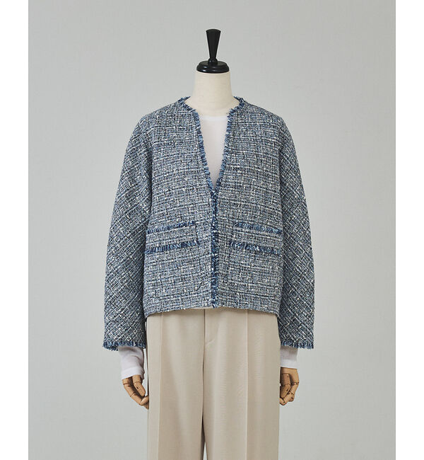 qualite「ラメツイードジャケット」|その他|ブルー