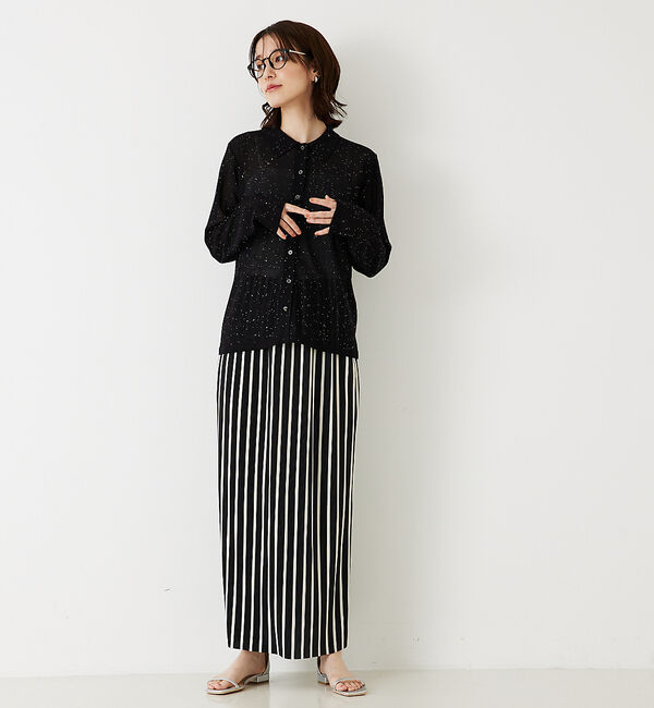 abahouse mavie「【アンサンブル対応】スパンコールシアーニットシャツ」|ニット・セーター|