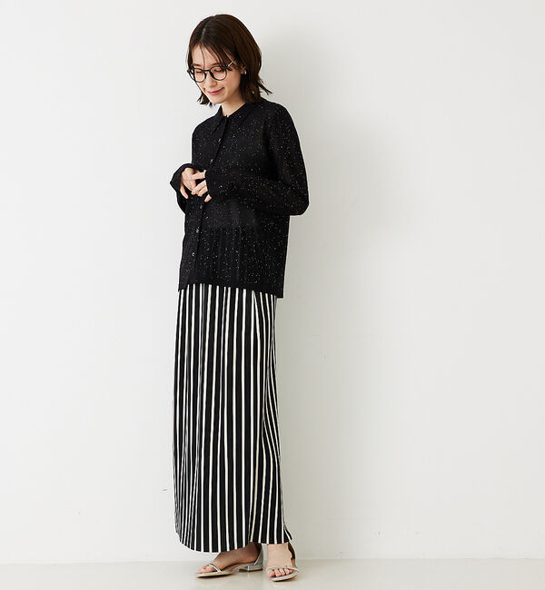 abahouse mavie「【アンサンブル対応】スパンコールシアーニットシャツ」|ニット・セーター|