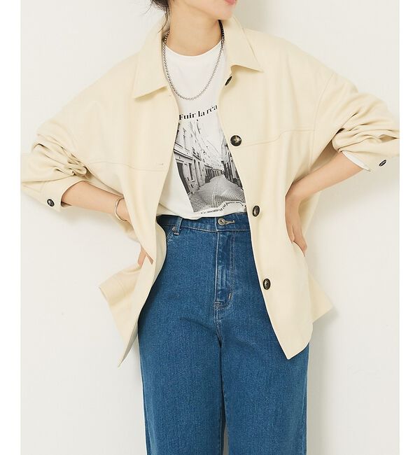 abahouse mavie「ソフトレザーライクブルゾン」|ブルゾン・スタジャン|オフホワイト