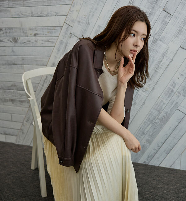 abahouse mavie「ソフトレザーライクブルゾン」|ブルゾン・スタジャン|