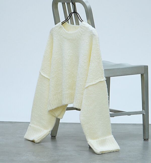 abahouse mavie「ブークレワイドスリーブショートニット」|ニット・セーター|ホワイト