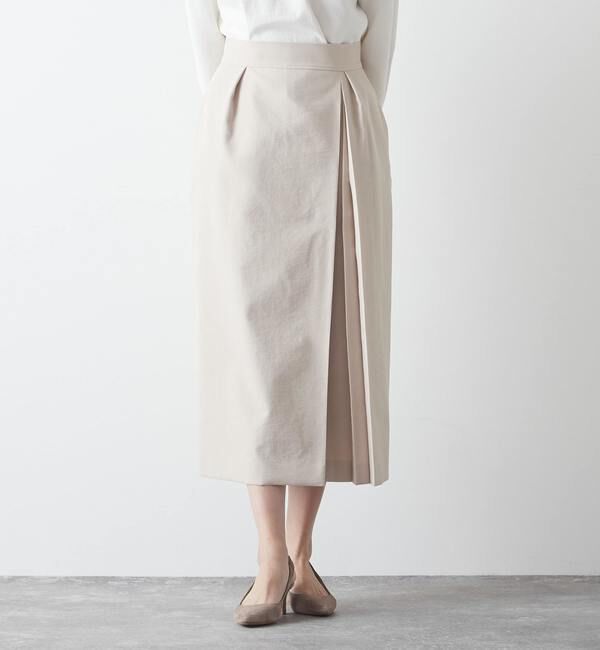 Liesse「巻きタックスカート」|スカート|ベージュ