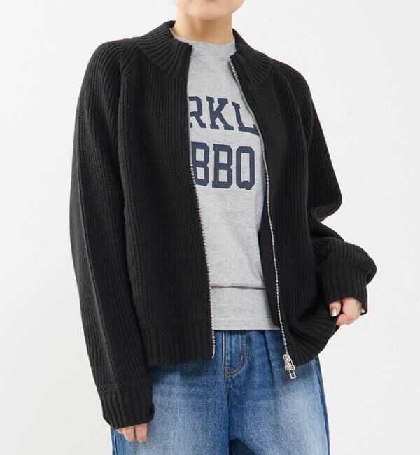 Soffitto「バルキージップ付ニット」|カーディガン|ブラック