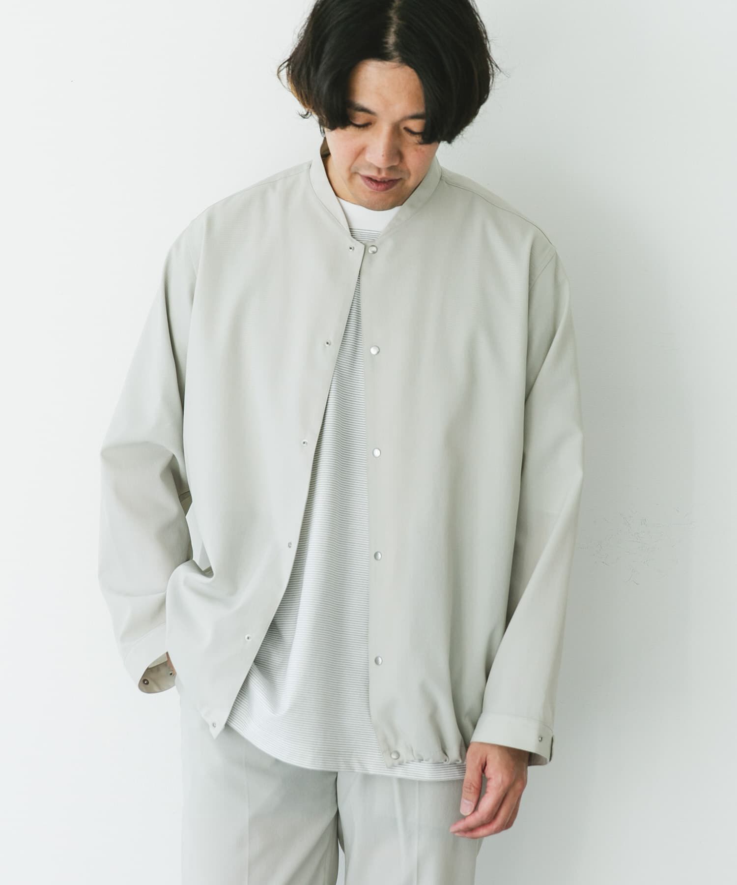 URBAN RESEARCH DOORS「『UR TECH DRYLUXE』『イージーケア/速乾/UVカット』ノーカラーブルゾン」|ブルゾン・スタジャン|