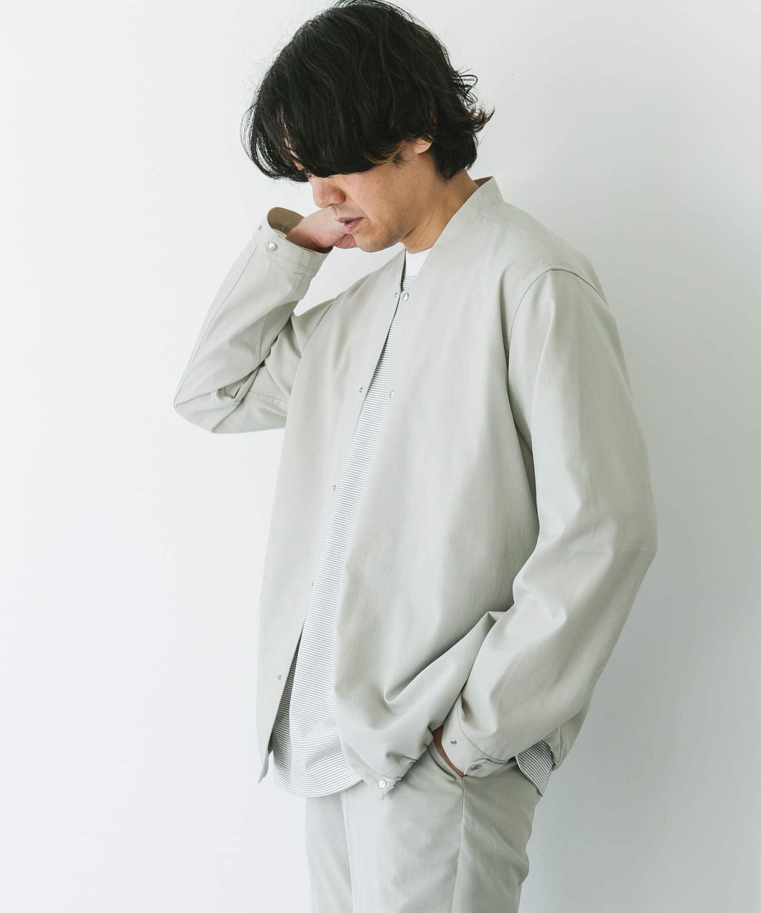 URBAN RESEARCH DOORS「『UR TECH DRYLUXE』『イージーケア/速乾/UVカット』ノーカラーブルゾン」|ブルゾン・スタジャン|