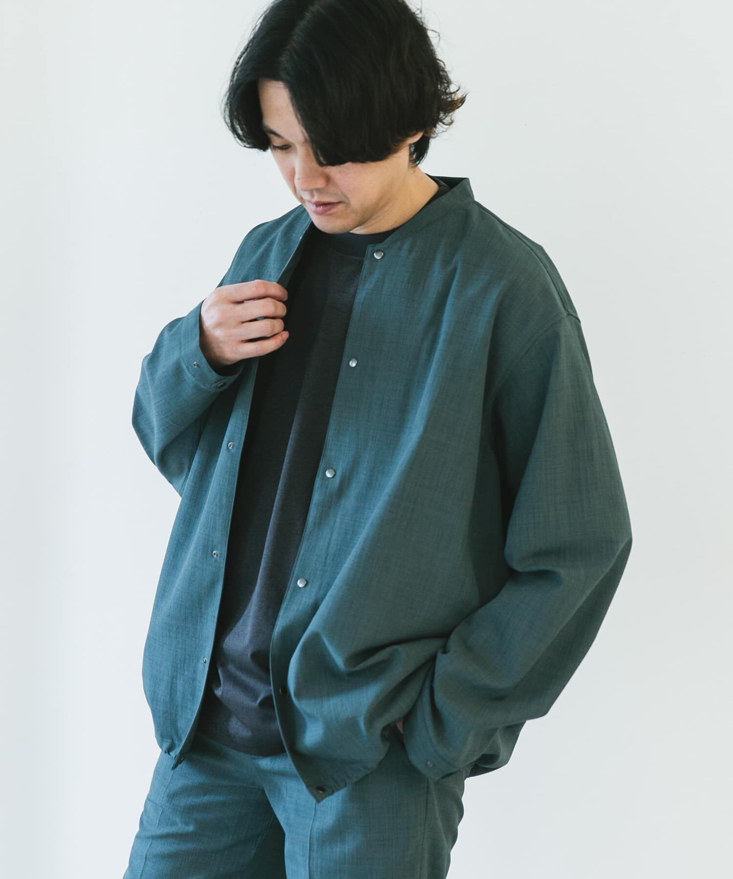 URBAN RESEARCH DOORS「『UR TECH DRYLUXE』『イージーケア/速乾/UVカット』ノーカラーブルゾン」|ブルゾン・スタジャン|