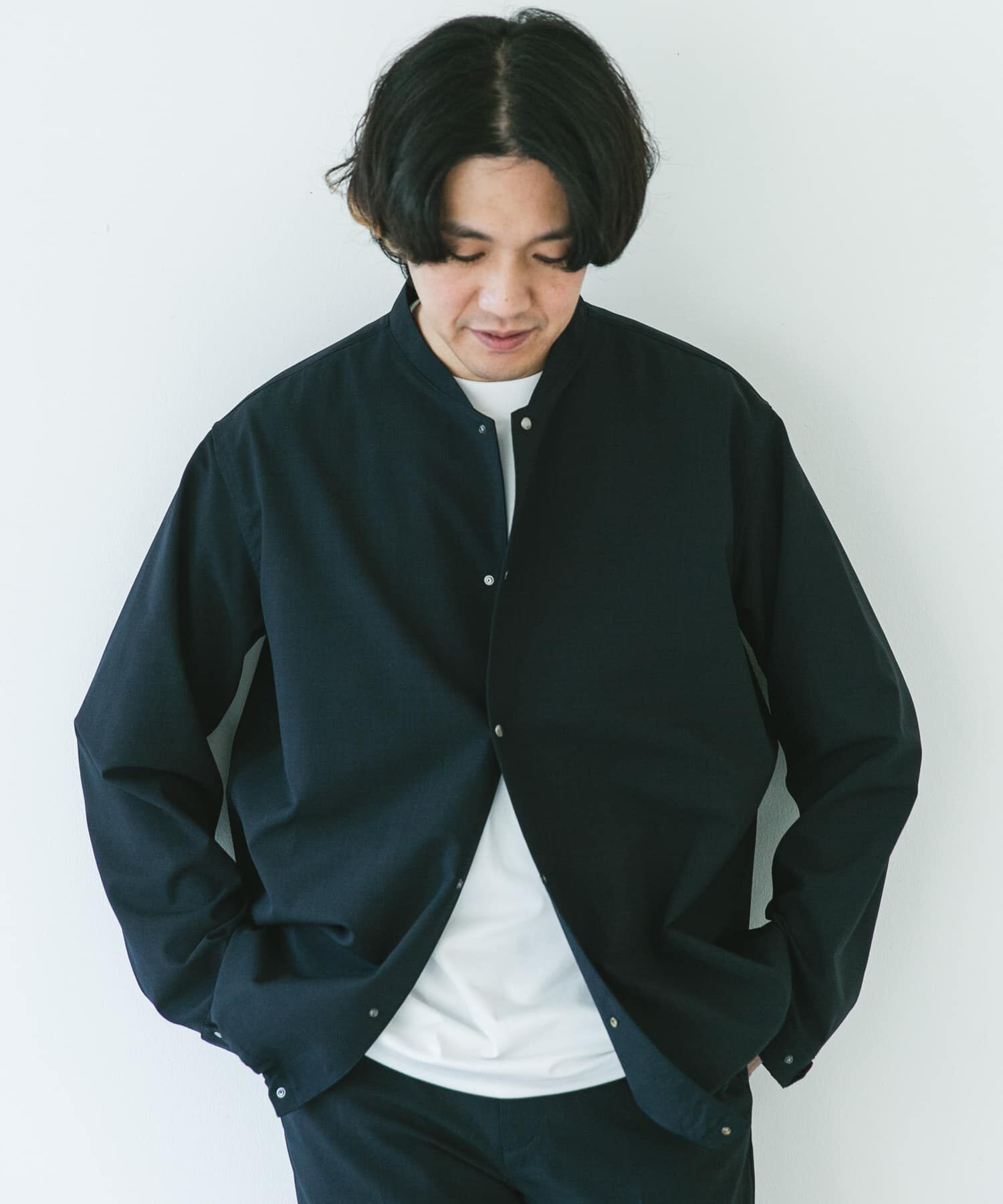 URBAN RESEARCH DOORS「『UR TECH DRYLUXE』『イージーケア/速乾/UVカット』ノーカラーブルゾン」|ブルゾン・スタジャン|