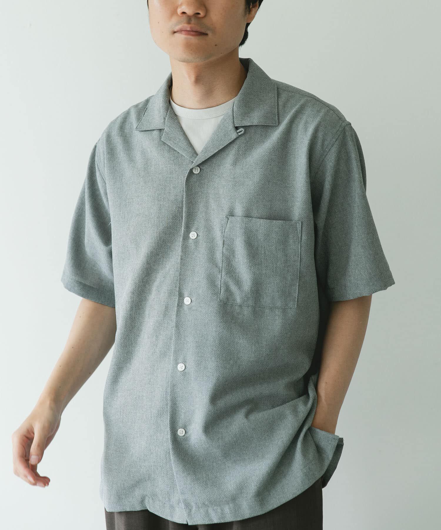 URBAN RESEARCH DOORS「マイクロサッカー オープンカラー ショートスリーブシャツ」|シャツ・ブラウス|